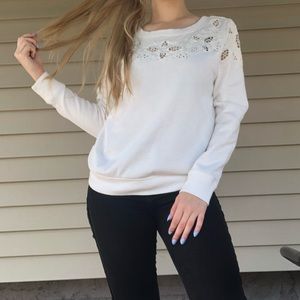 LOFT White Lace Sweater